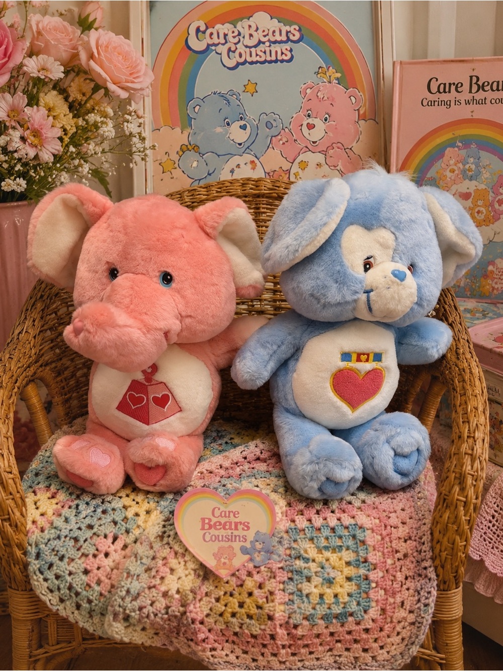 VTG EUC 2004 Care Bears Cousins Plush Lot Lotsa Heart Elephant Loyal Heart Dog